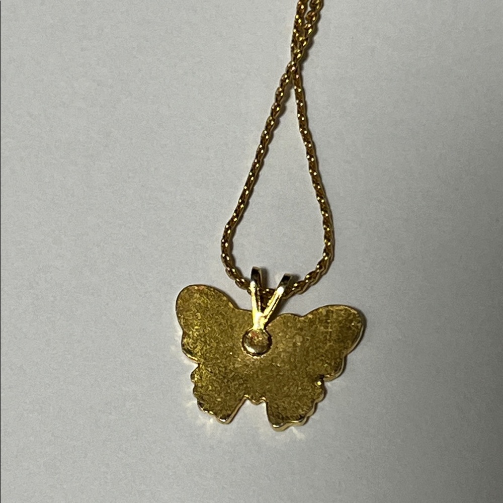 Gold Butterfly Pendant Necklace - Picture 7 of 10